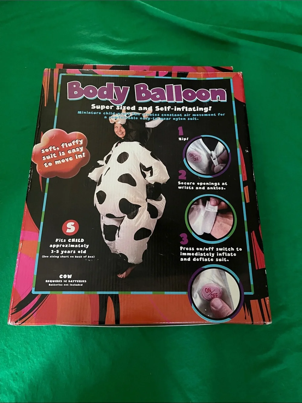 Inflatable Cow Costume - White & Black